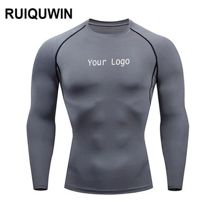 RUIQUWIN Custom Logo High Elastic Quick Dry Compression Shirt Long Sleeves Gym Fitness Tops Gym Sports Tshirts