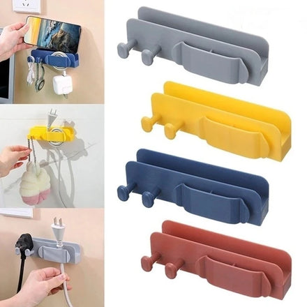 Wall Mounted Mobile Phone Holder Key Plug Cable Line Storage Hook Cable Charging Dock Holder StandRemote Control Storage Rack