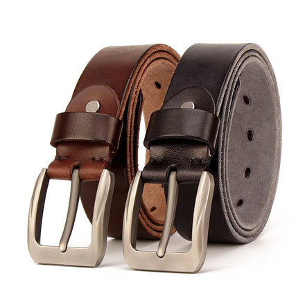 Men's Retro Casual Classic Western Cowboy Style Belt Super Soft Top Layer Cowhide with Alloy for Buckle Washed Look