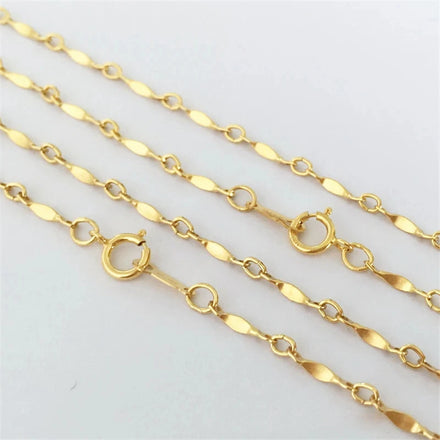 Real 14K Gold Filled Dapped Bar Chain Necklace 1.5MM Tile Chain Minimalist 16inch 18inch Necklace Unisex Jewelry Wholesale