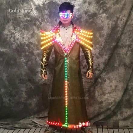 LED Robot Stage Performance Dress Kids Color Luminescent Spandex Garment New Rave LED Costumes Night Club Party Festival Show