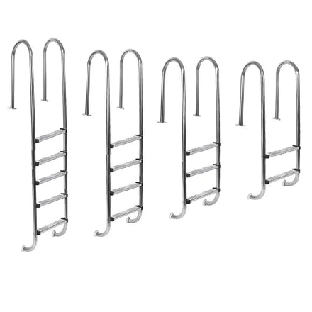 2-5 Step 304/316 Stainless Steel Anti-Skid Floor Mounted Customizable Silver 42mm Swimming Pool Ladder 1.0-1.5mm Thickness for