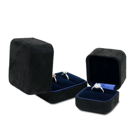 Customized Luxe Black Velvet Ring Earrings Necklaces Jewelry Packaging Box Black Velvet Gift Ring Box