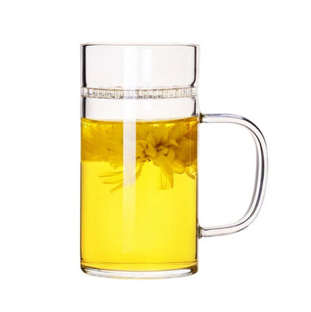 Handmade Modern 350ml Eco-Friendly Tea Cup Set with Insulated Glass Infuser and Heatproof Handle for Serving Loose Tea Gift
