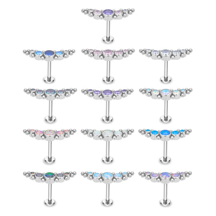 G23 Titanium Ear Tragus Cartilage Helix Daith Stud Earrings 16G Internal Thread Labret Piercing Lip Ring for Women Gold Plated