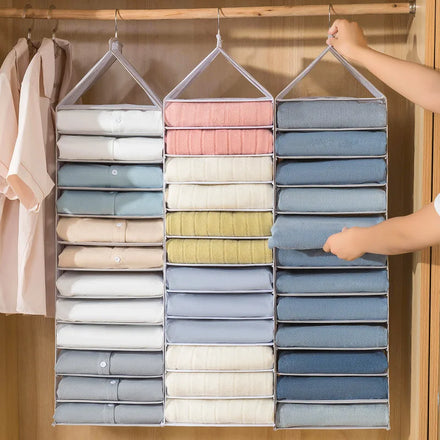 Hanging Wardrobe Clothing Storage Bag Jeans Shirt Storage Rack Hanging Closet Storage Bag Foldable Clothes Organizer
