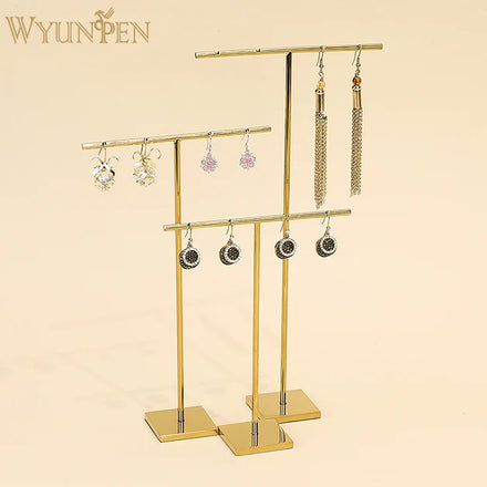 Metal T bar Earring Display Stand Earring Holder Jewellery Necklace Display Stand Set for Window Counter