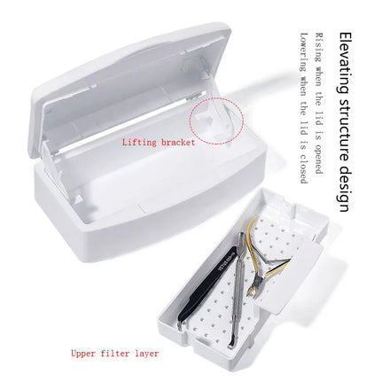 Misscheering Nail Art Enhancement White Soaking Disinfection Box Filtering and Cleaning Nail Enhancement Tools Cleaning Box