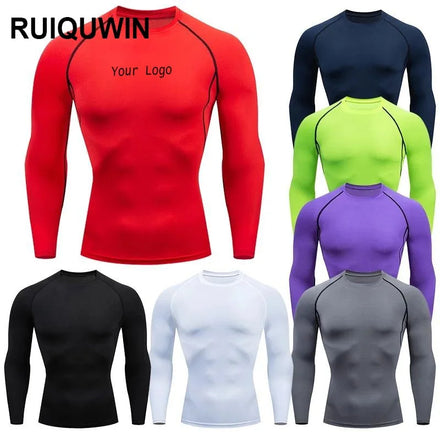 RUIQUWIN Long Sleeve Men's O Neck Fitness Tights Men Wholesale Quality Gym Wear T Shirts Sports Training Running Clothes