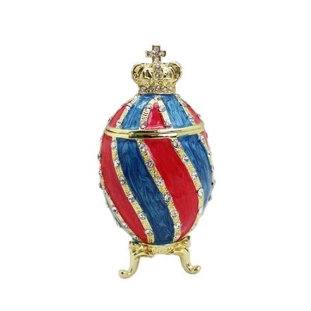 SHINNYGIFTS Handmade Trinket Box Metal Enamel Faberge Egg Jewelry Gift Box Wedding Favor