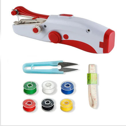 Handheld Electric Sewing Machine Plastic Mini Portable Cordless DIY Crafts Tool Sewing Accessory Colorful