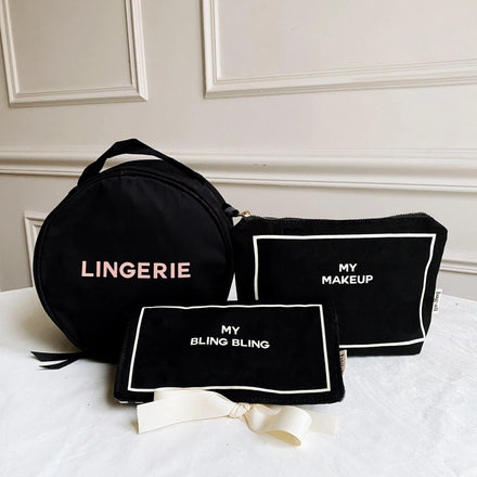 Ginzeal Canvas Cosmetic Tote Bags Professional Sublimation Terry Cloth Printed Black Cosmetic Bag