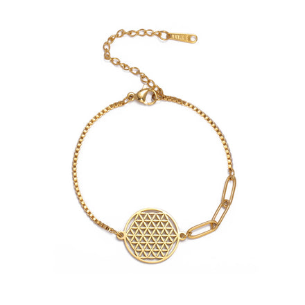 Mandala Flower of Life Charm Bracelet Stainless Steel Chain Bracelets Amulet Sacred Geometry Jewelry