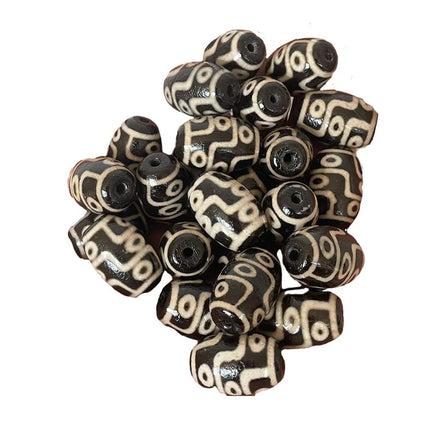 YL007 Natural Agate Made 9 Eyes Dzi Tibetan Stones Beads