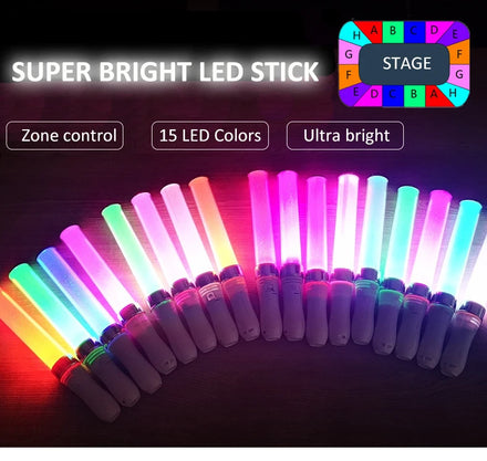 15 Color Party Flashing Light Led Glow Sticks Custom logo Concert Party Favor Glow Stick