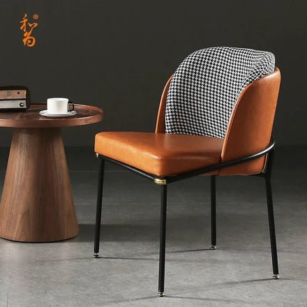 Modern Minimalist Nordic Style Dining Chairs Noir Leather Italian Light Luxury Dining Chairs Book Chairs