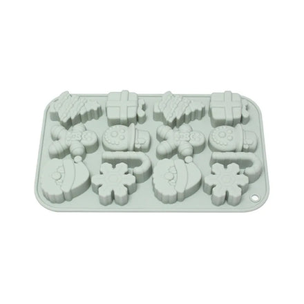 14-piece Christmas Silicone Baking Mold Set Snowman & Crutch Chocolate Cookie Tools OPP Bag Packaging