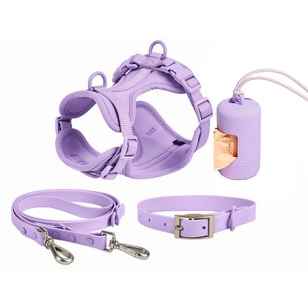 Ready to Shipping PVC Pet Collar Lead Waterproof Durable Luxury Neoprene 3 in 1 Pet Walk Kit Dog Harness Set