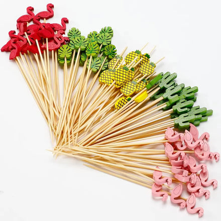 Factory Direct 12cm Decoration Bamboo Sticks Long Bamboo Cocktail Picks Party Food Fruit Drinks Garnish Skewer Sticks