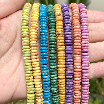 AsVrai U 2x6mm Natural Stone Beads Sea Sediment Jasper Rondelle Round Spacer Loose Bead for Jewelry Making DIY Bracelet Necklace