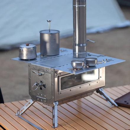 Outdoor Camping Stoves Winter Tent Stove Wood Burning Stainless Steel Furnace Picnic BBQ Cooking Accessory Firewood Furnace