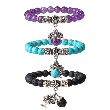 Hot Selling Fashion Jewelry Life Tree Bracelets with Amethyst Stones Premium Bangles