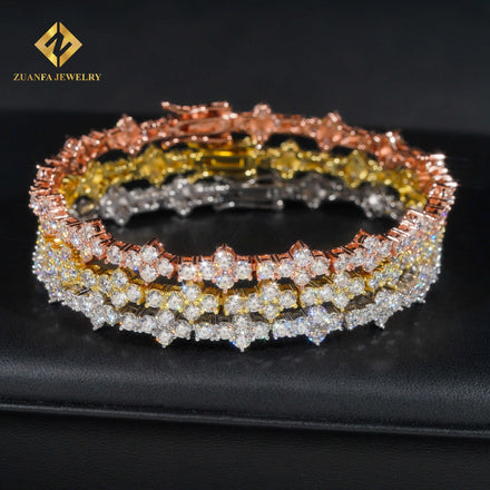 Pass Diamond Tester 3mmWholesale Price Iced Out Hip Hop S925 Silver VVS1 Moissanite Diamond Cross Hip Hop Tennis Chain Bracelet