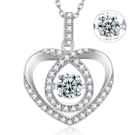 Smart Heart-shaped Design 1ct VVS White Color Diamond S925 RTS Woman Pendant Moissanite Necklace
