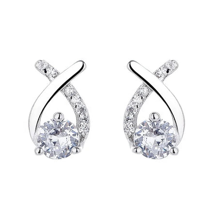 Fine Jewelry Kids Earrings Silver 925 Sterling Cross Design Gemstone Stud Earrings for Women