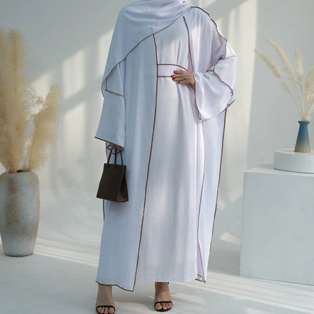 Wholesale Abaya Women Muslim Dress Modesty Fashion Open Abaya With Inner Dress Hijab 3 Piece Women Abaya