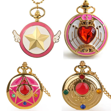Popular Cute Cartoon Anime Kids Pocket Watch Fashion Quartz Pocket Watches Golden Necklace Pendant Gifts Pocket Watch for Gift
