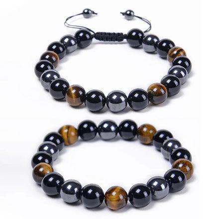 8/10MM Black Magnet Agate & Tiger Eye Stone Bracelet for Men & Women Energy Yoga Bead Weaving Bracelet Fashion Jewelry Bangle