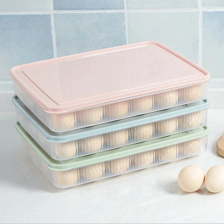 Egg Box Kitchen Egg Storage Box 24 Grid Holder Stackable Freezer Storage Organizers Egg Storage Container Portable Plastic Food