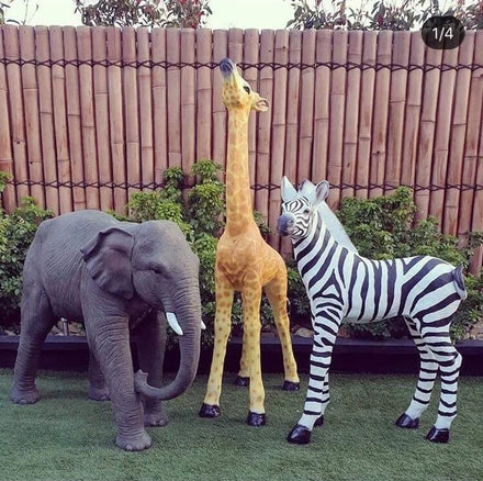 Resin Crafts Fiberglass Life Size Cartoon Safari Animal Elephant Giraffe tiger Hippo Camel Sculptures Statues for Garden Decor