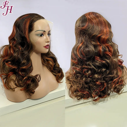 FH 18 Inch P4/350 Blonde Highlight Body Wave Wig Brazilian Virgin Hair Transparent 13x4 Human Hair Lace Frontal Wigs
