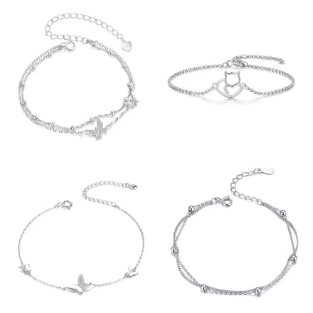925 Sterling Silver Fashion Jewelry Bangle Fine Jewelry Bracelets Wholesale Making Butterfly Cat Simple Adjustable Bracelet