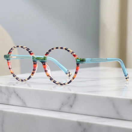 Wholesale Acetate Sunglasses Frames Manufacturer Round Floral Pattern Optical Eyeglasses Frames Acetate Lightweight Comfortable