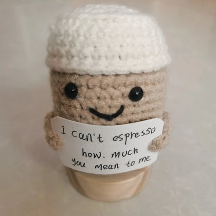 Fun & Cute Wool Knitted Potato Latte Espresso Doll Group Hand Crochet Positive Pressure Reduce Toy Novelty Gifts