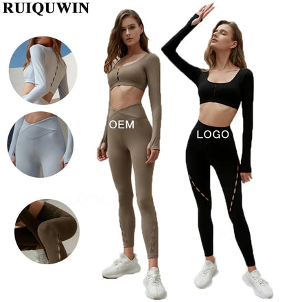 RUIQUWIN Wholesale Custom Ladies Yoga Sets Female Sports Suit Yoga High Quality Legging Pants Yoga Fitness Sets Women Gym Set