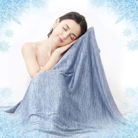 Queen Size Arc Chill Raschel Blanket Airy Lightweight Thin Eco-friendly Portable Throws Absorbs Heat Provides Cooling Hot
