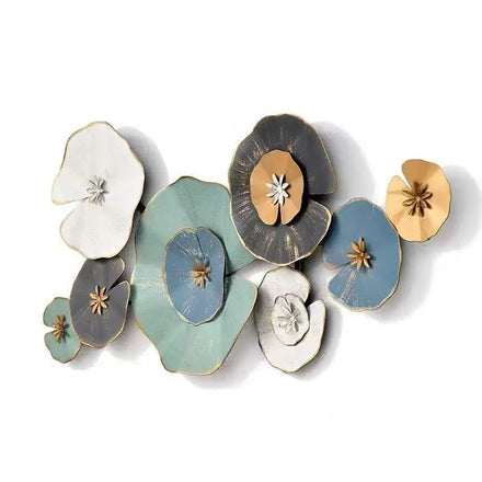 120X60cm European New Blue Gold Round Petal Wall Decoration Room Dining Room Porch Wall Decoration