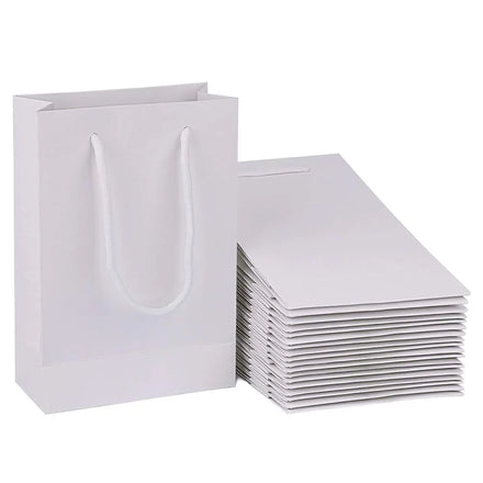 Small Business Retail Shopping Goodie Bags White Gift Kraft Paper Totes for Wedding Party Favors