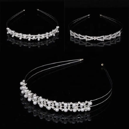 Popular Wedding Bridal Bridesmaid Tiara Crown Headband Crystal Rhinestone Pearl Jewelry Hair Accessories for Girls Women