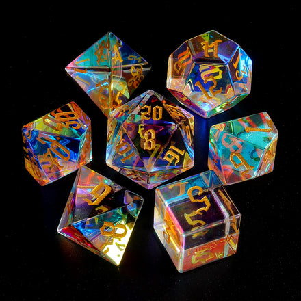 Custom Glass DND RPG Crystal Dice Set Colourful Glass Dice Sets Box Polyhedral RPG Dice for Dungeons and Dragons Table Games
