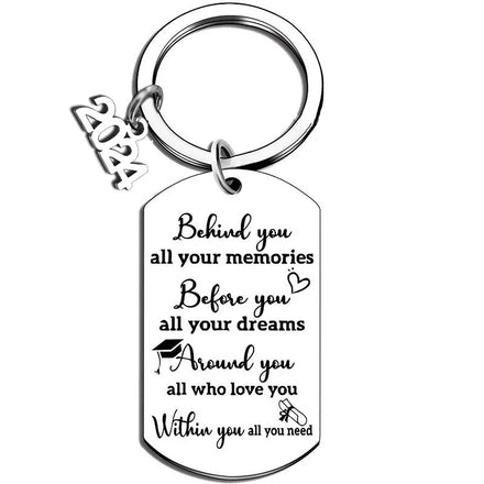 Best Friend Key Chains Graduation Gift for Her Him College Boy Girl Behind You All Your Memories Key Ring Inspirational Keychain