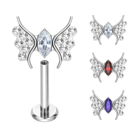 Wholesale ASTM F136 Titanium 16G Butterfly Shape Top Labret Internally Threaded Lip Labret Stud Body Piercing Jewelry