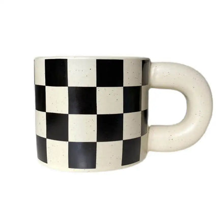 European Style Handgrip Ceramic Cup Simple Design Classic Coffee Mug with Fatty Splash Ink Stainless Steel Drinkware for Couples