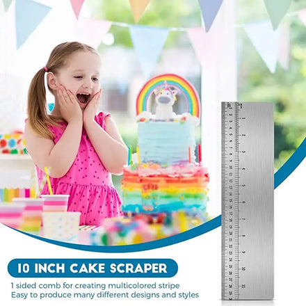 12 Inch Long Food Grade 304 Stainless Steel Cake Ruler Scraper Cake Comb With Measuring Scale