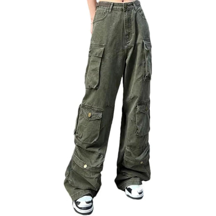 OEM Pants Custom Logo Size High Capacity Pants With Side Pocket Multi Pockets Vintage Baggy Unisex Cargo Jeans