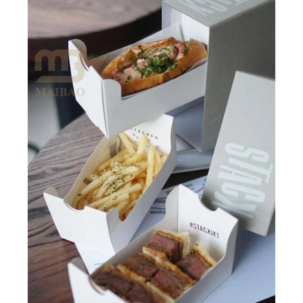 Custom Logo Sandwich French Fries Hot Dog Paper Fried Chicken Lunch Drawer Box Hamburger Burger Box Printing Fast Food Packaging
